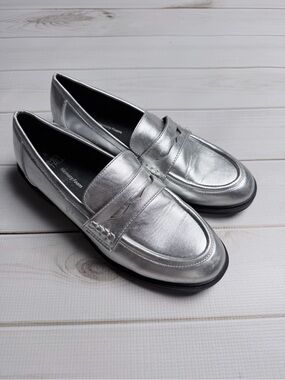 Time and Tru Silver Metallic Penny Loafers